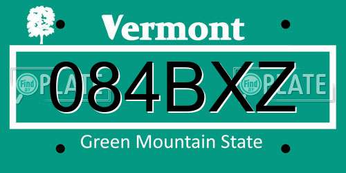 084BXZ Vermont License Plate