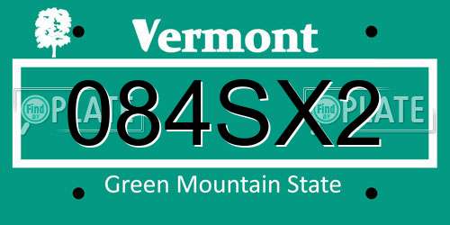 084SX2 Vermont License Plate