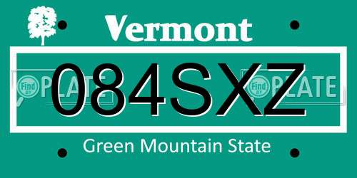 084SXZ Vermont License Plate
