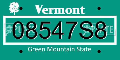 08547S8 Vermont License Plate