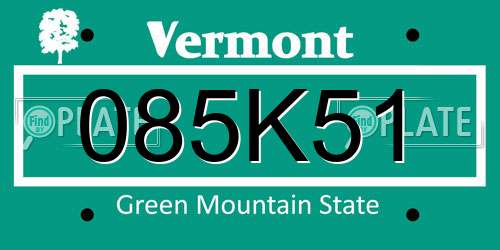 085K51 Vermont License Plate