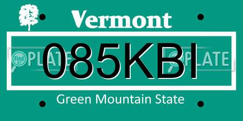 085KBI Vermont License Plate