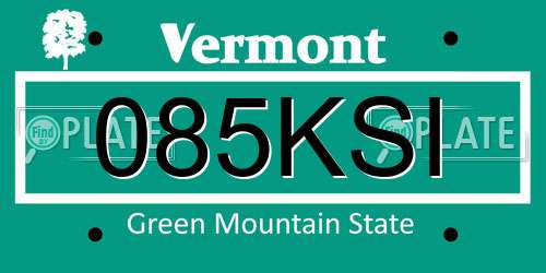 085KSI Vermont License Plate