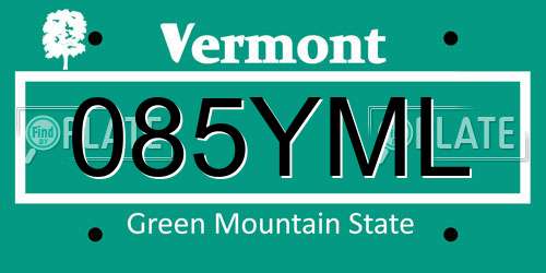 085YML Vermont License Plate