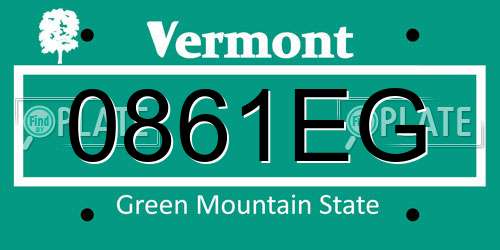 0861EG Vermont License Plate