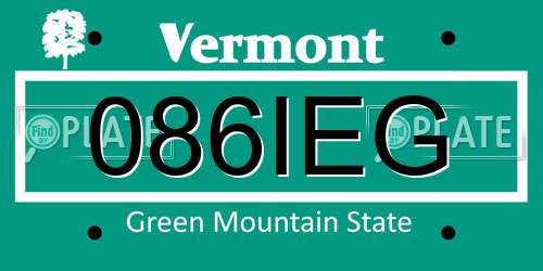 086IEG Vermont License Plate