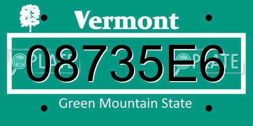 08735E6 Vermont License Plate