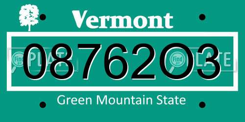 08762O3 Vermont License Plate