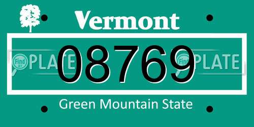 08769 Vermont License Plate