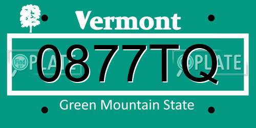 0877TQ Vermont License Plate