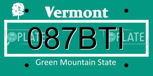 087BTI Vermont License Plate