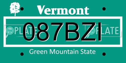 087BZI Vermont License Plate