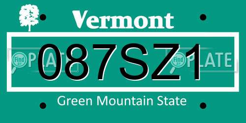 087SZ1 Vermont License Plate
