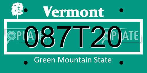 087T20 Vermont License Plate