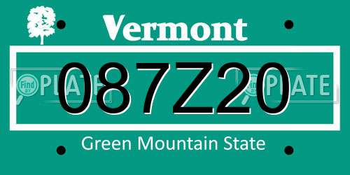 087Z20 Vermont License Plate
