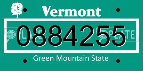0884255 Vermont License Plate