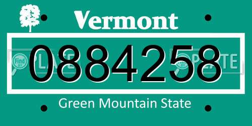 0884258 Vermont License Plate