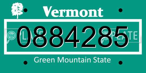 0884285 Vermont License Plate