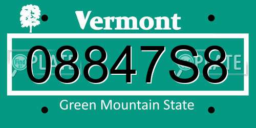 08847S8 Vermont License Plate