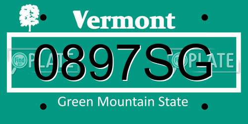 0897SG Vermont License Plate