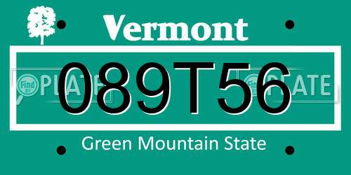 089T56 Vermont License Plate