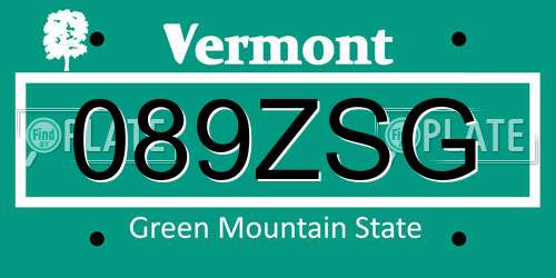 089ZSG Vermont License Plate