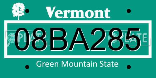 08BA285 Vermont License Plate