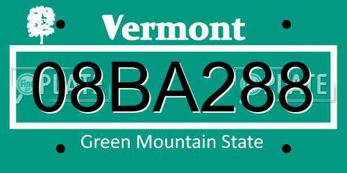 08BA288 Vermont License Plate
