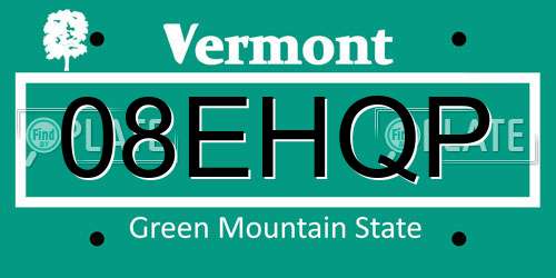 08EHQP Vermont License Plate