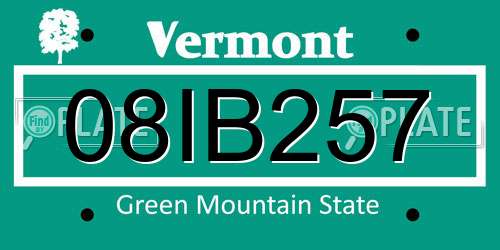 08IB257 Vermont License Plate