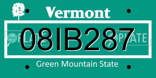 08IB287 Vermont License Plate