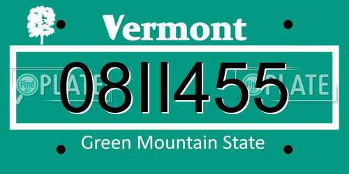 08II455 Vermont License Plate