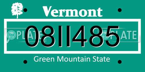 08II485 Vermont License Plate