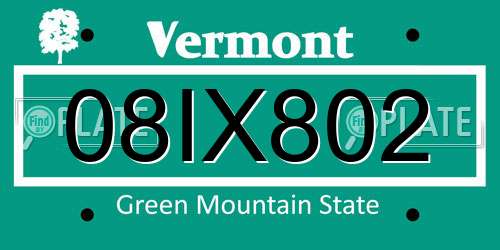 08IX802 Vermont License Plate