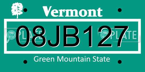 08JB127 Vermont License Plate