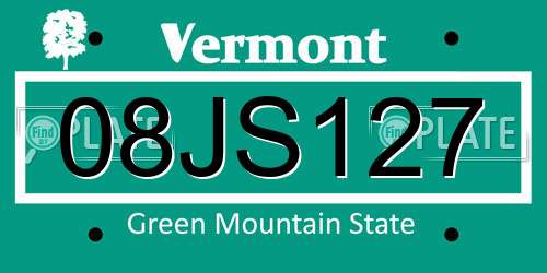 08JS127 Vermont License Plate