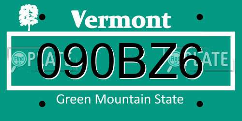 090BZ6 Vermont License Plate