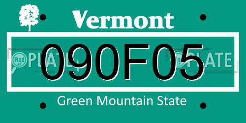 090F05 Vermont License Plate