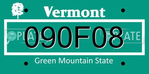 090F08 Vermont License Plate