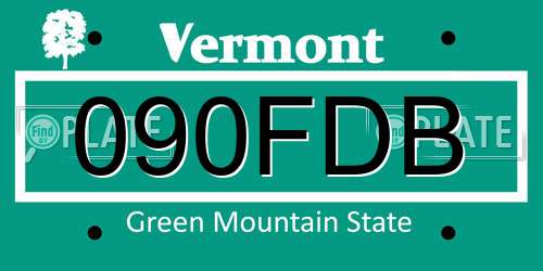090FDB Vermont License Plate