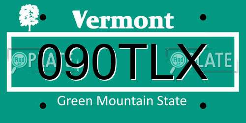 090TLX Vermont License Plate