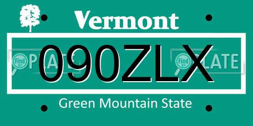 090ZLX Vermont License Plate