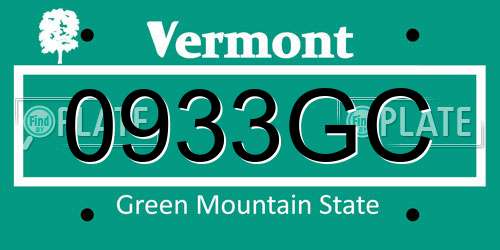 0933GC Vermont License Plate