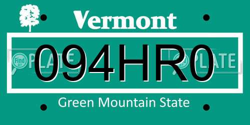 094HR0 Vermont License Plate
