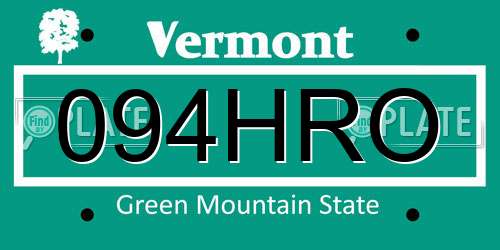 094HRO Vermont License Plate