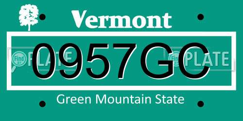 0957GC Vermont License Plate