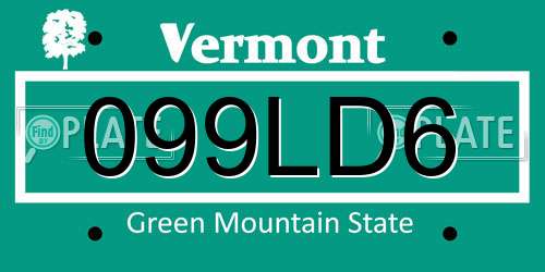 099LD6 Vermont License Plate