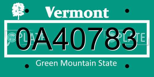0A40783 Vermont License Plate