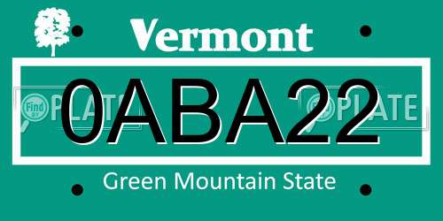 0ABA22 Vermont License Plate