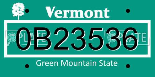 0B23536 Vermont License Plate
